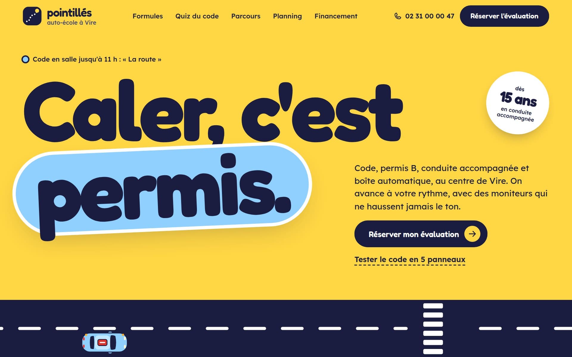 Page d'accueil du site proposé, sur ordinateur