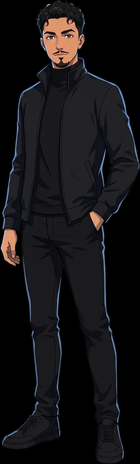 Amine Saidani en illustration, veste noire à liseré bleu