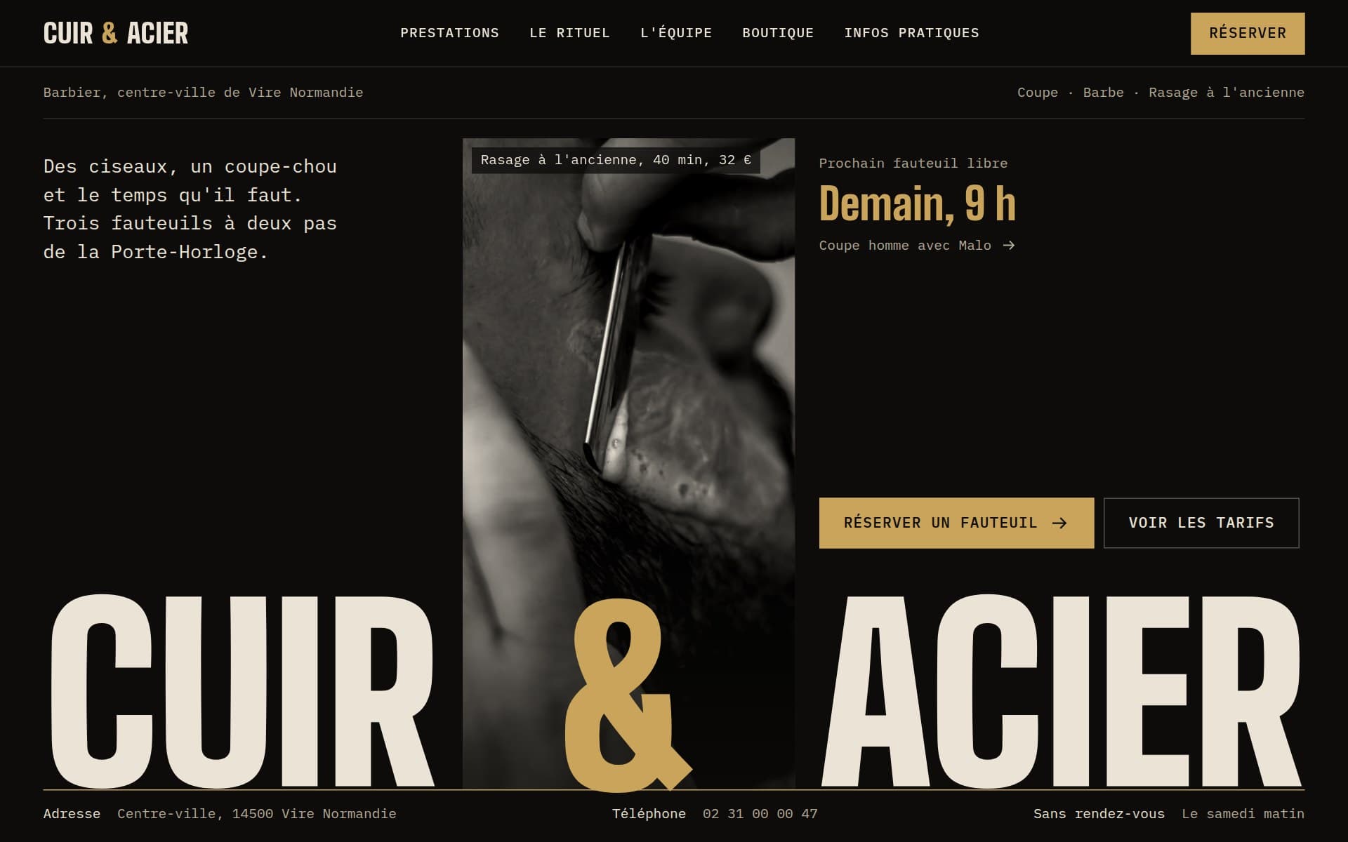 Page d'accueil du site proposé, sur ordinateur