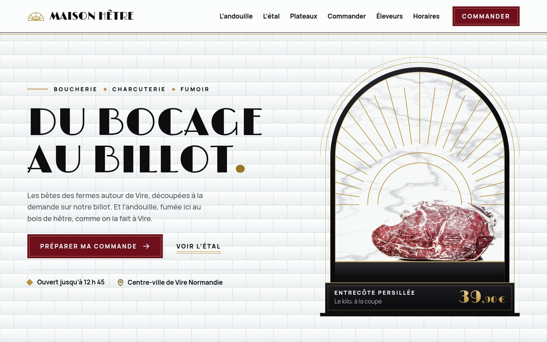 Page d'accueil du site proposé, sur ordinateur