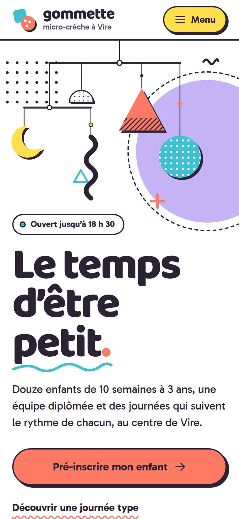 Page d'accueil du site proposé, sur téléphone