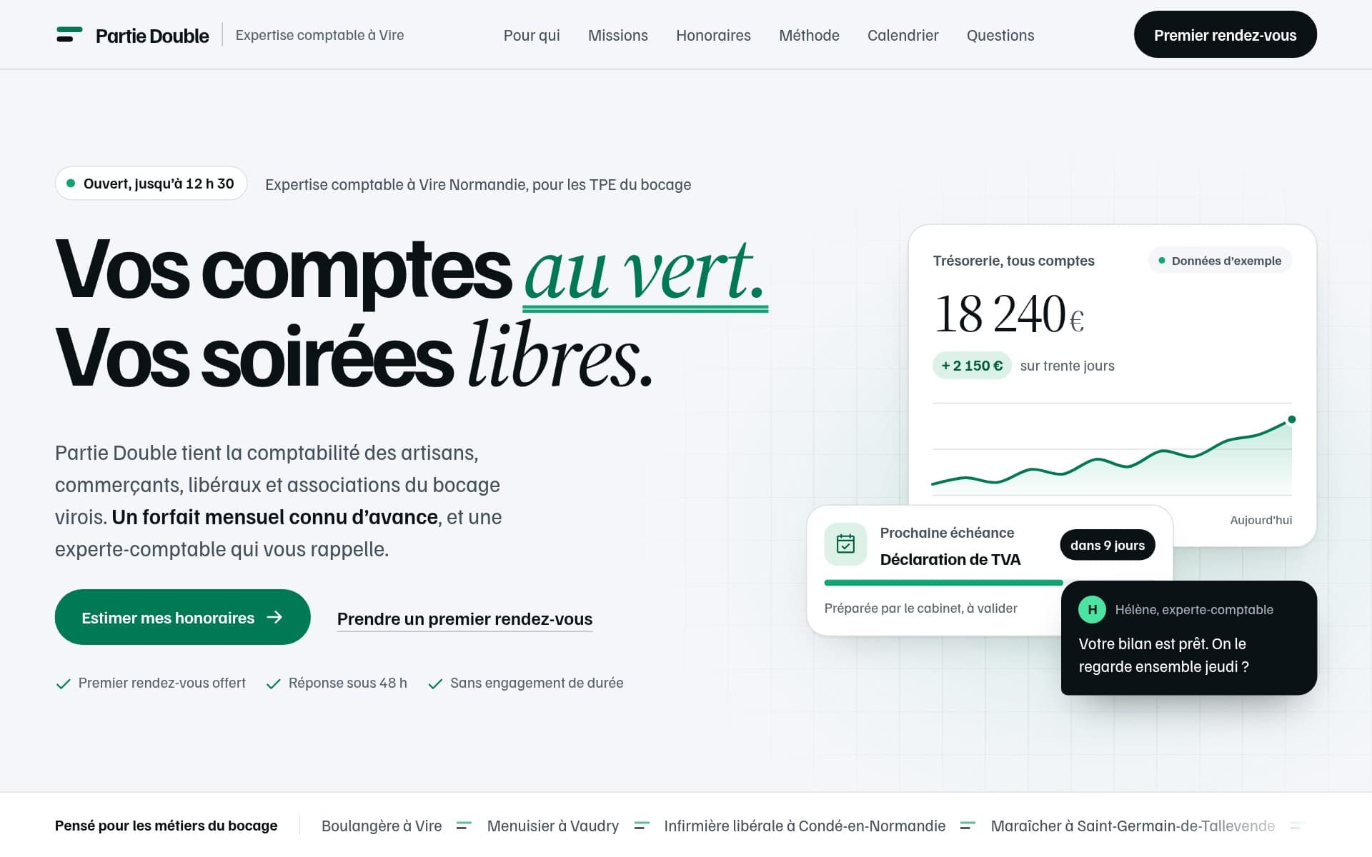 Page d'accueil du site proposé, sur ordinateur