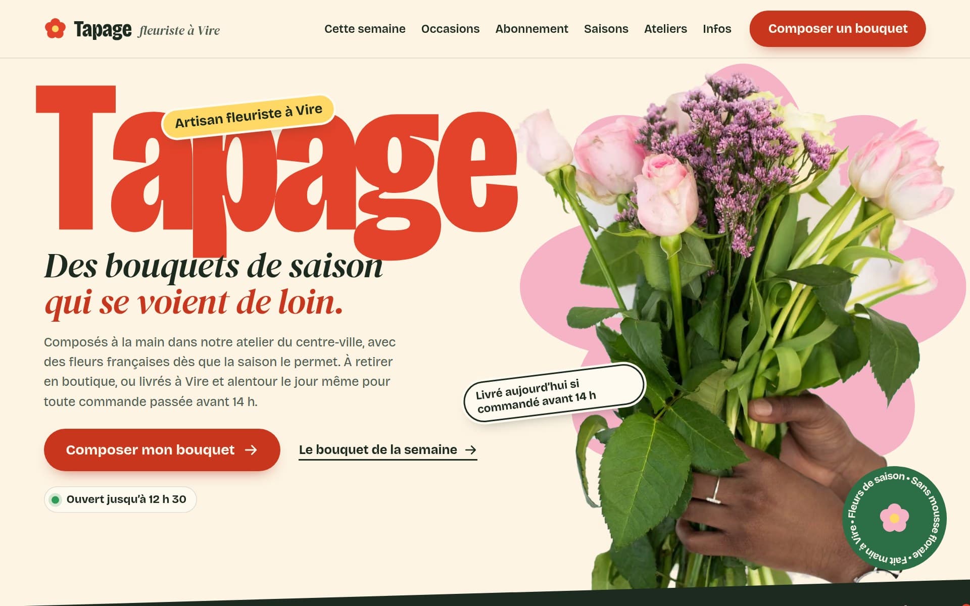 Page d'accueil du site proposé, sur ordinateur