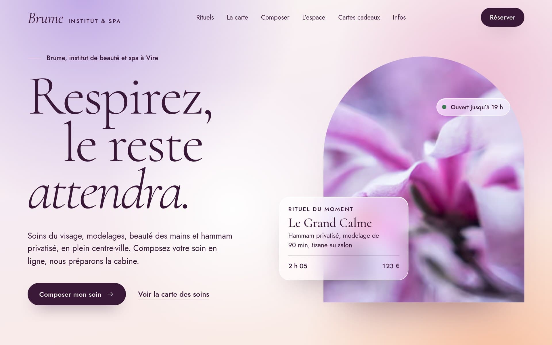 Page d'accueil du site proposé, sur ordinateur