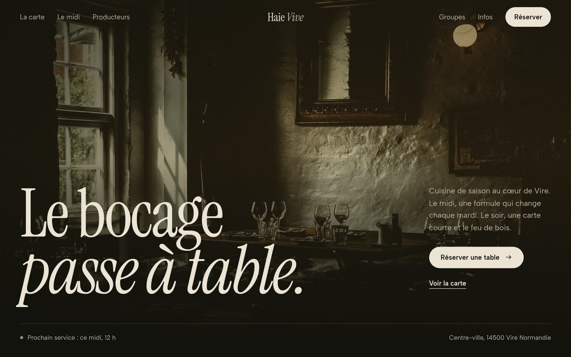 Page d'accueil du site proposé, sur ordinateur