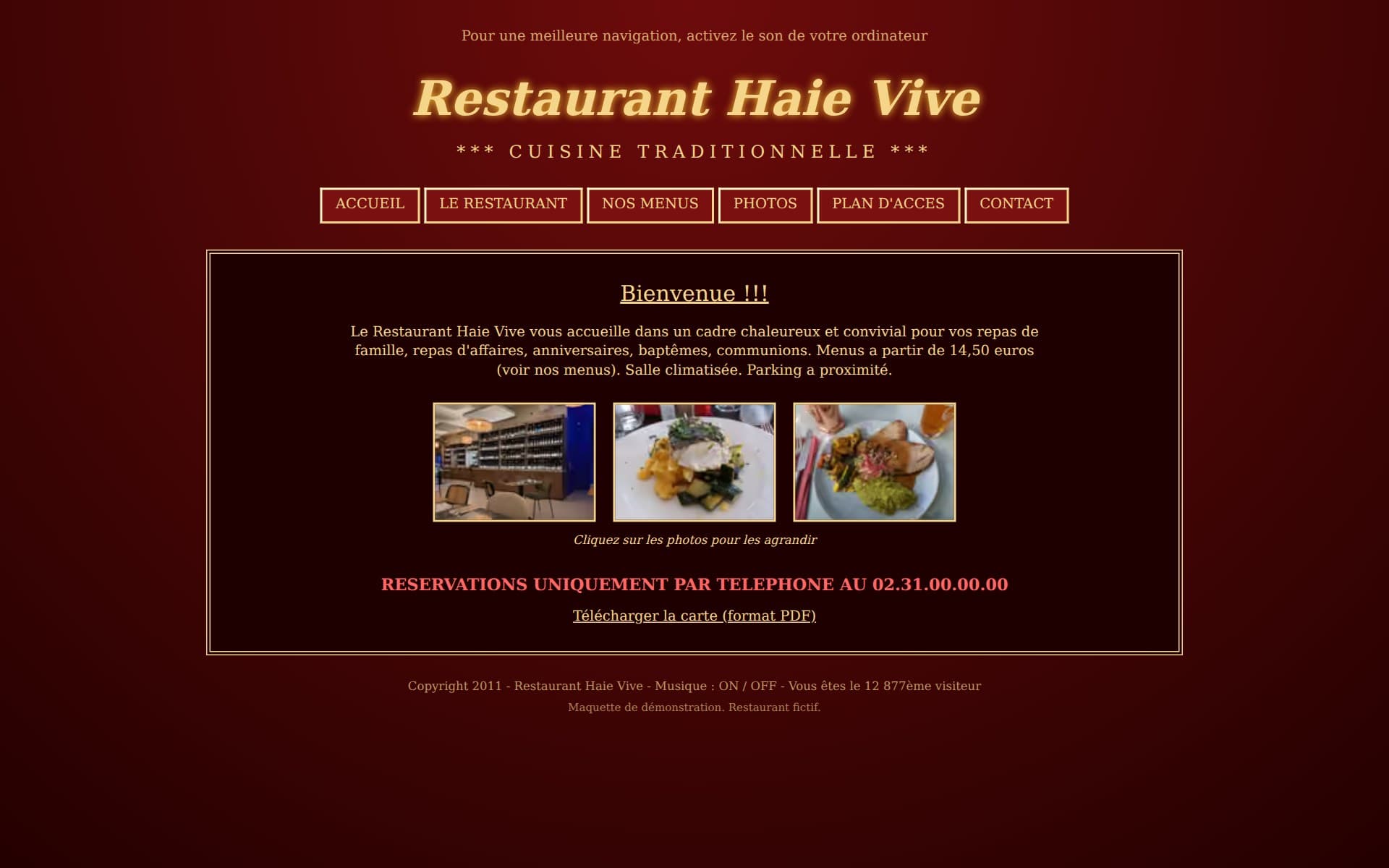 Version d'origine du site, datée