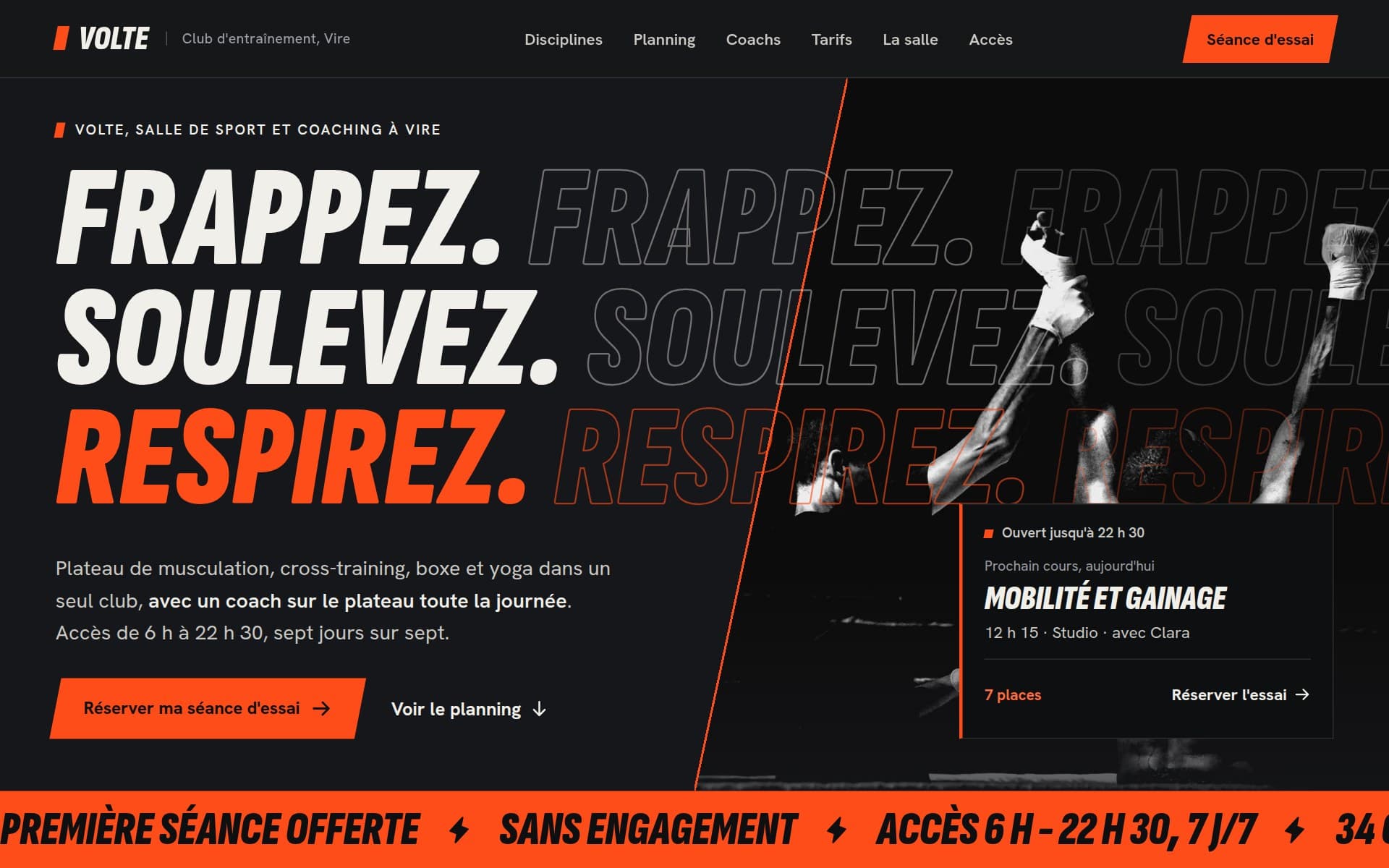 Page d'accueil du site proposé, sur ordinateur